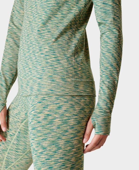 ropa terreno verde T28T765 camiseta interior con capucha y diseño spacedye mujer Sweaty Betty