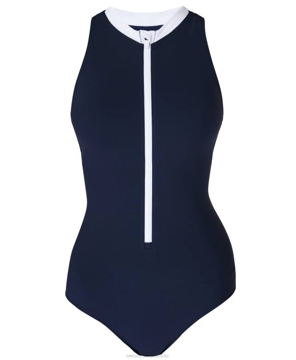 ropa Azul marino T28T572 traje de baño vista xtra life con cuello alto mujer Sweaty Betty