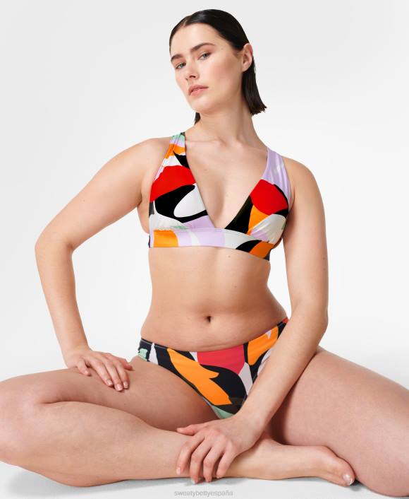ropa estampado de hojas verdes T28T443 top de bikini península xtra life mujer Sweaty Betty