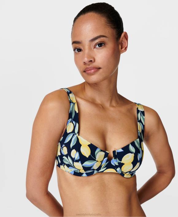 ropa estampado de limonero azul T28T1017 top de bikini con aros laguna xtra life mujer Sweaty Betty