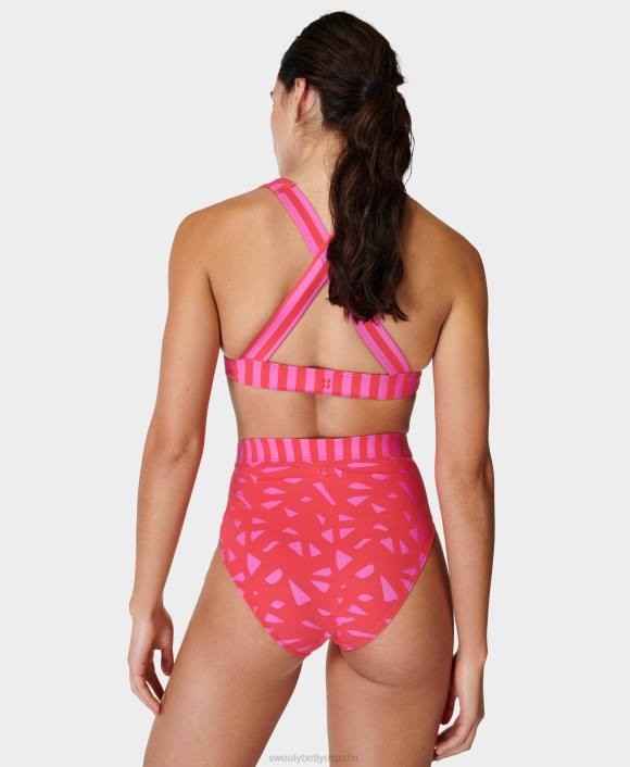 ropa estampado de semillas vintage rojo T28T610 braguita de bikini Brook de talle alto xtra life mujer Sweaty Betty