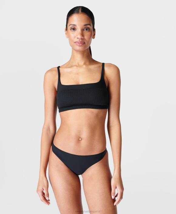 ropa negro T28T811 braguita de bikini capri xtra life de pernera alta mujer Sweaty Betty