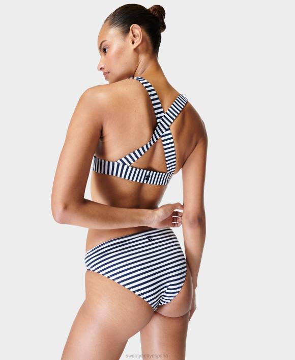 ropa raya blanca azul marino T28T632 braguita de bikini península xtra life mujer Sweaty Betty