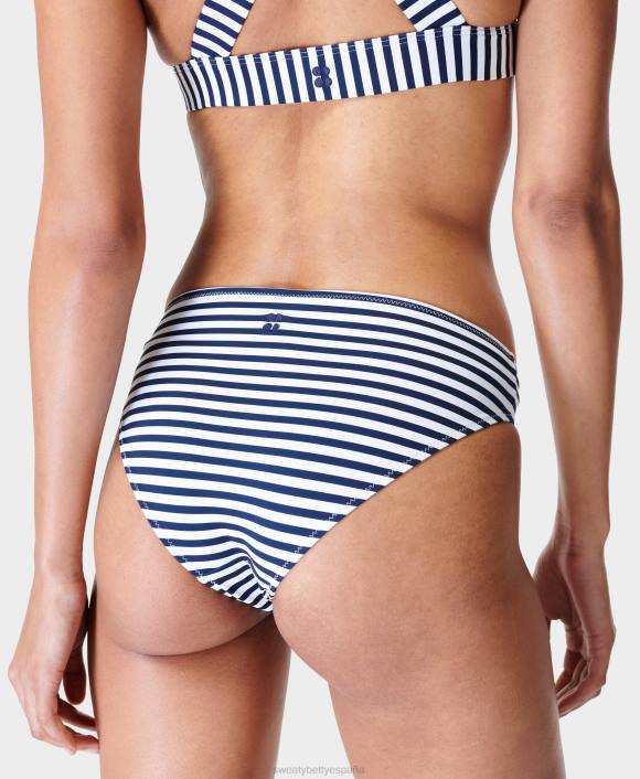 ropa raya blanca azul marino T28T632 braguita de bikini península xtra life mujer Sweaty Betty
