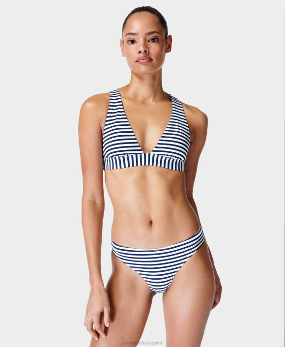 ropa raya blanca azul marino T28T632 braguita de bikini península xtra life mujer Sweaty Betty