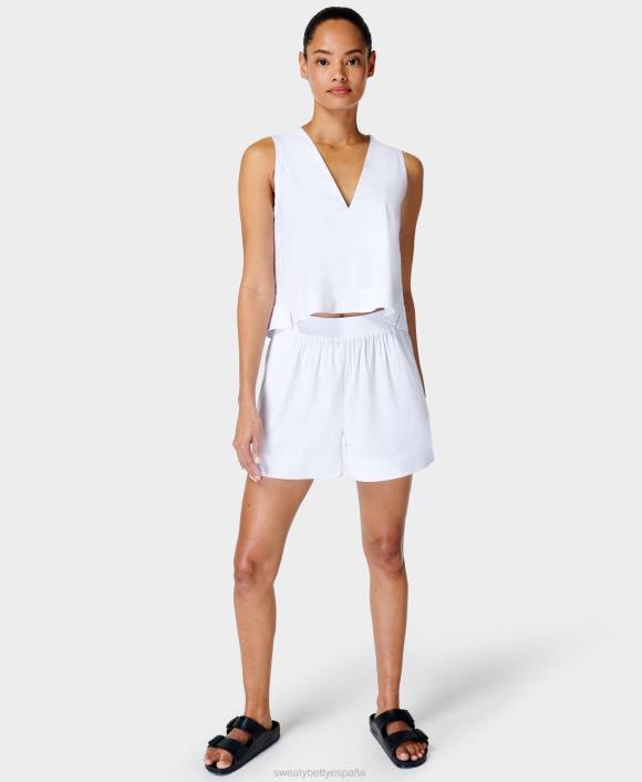 ropa blanco T28T874 pantalones cortos de lino elástico de verano mujer Sweaty Betty