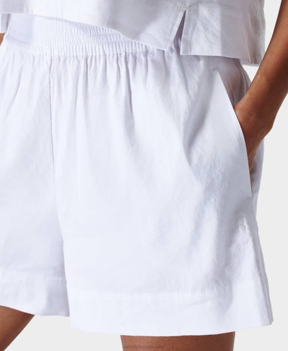 ropa blanco T28T874 pantalones cortos de lino elástico de verano mujer Sweaty Betty