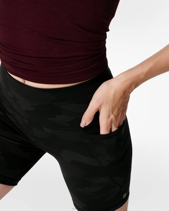 ropa estampado de camuflaje ultra negro T28T411 pantalones cortos ciclistas de 6