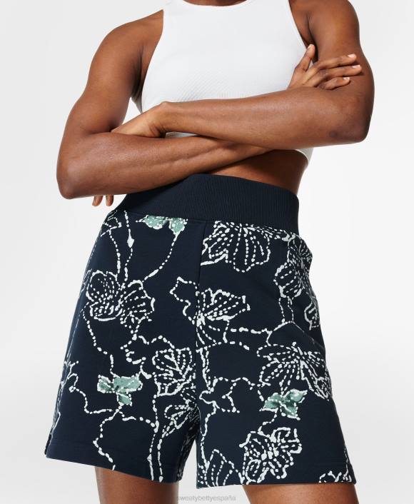 ropa estampado floral linea azul marino T28T882 pantalones cortos elásticos reyezuelo mujer Sweaty Betty