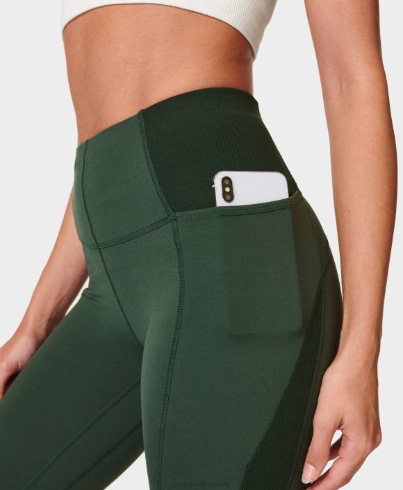ropa caminata verde T28T288 Leggings de yoga 7/8 de canalé súper suaves mujer Sweaty Betty