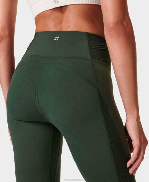 ropa caminata verde T28T288 Leggings de yoga 7/8 de canalé súper suaves mujer Sweaty Betty