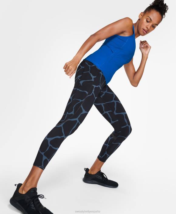 ropa estampado de fragmentos de animales en azul T28T991 leggings para correr 7/8 de talle alto y gravedad cero mujer Sweaty Betty
