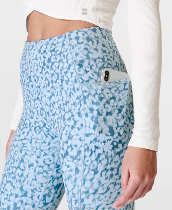ropa estampado de leopardo de las nieves azul T28T169 leggings de yoga súper suaves mujer Sweaty Betty