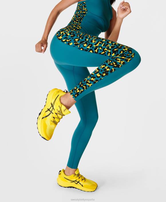ropa estampado de leopardo de píxeles azules T28T474 Leggings deportivos de cintura alta Power Ultrasculpt con bloques de color mujer Sweaty Betty