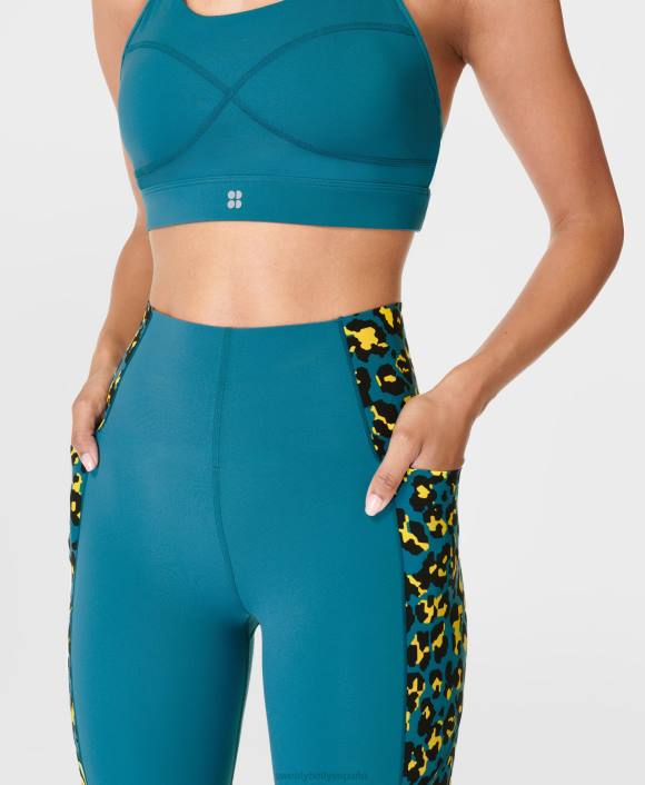 ropa estampado de leopardo de píxeles azules T28T474 Leggings deportivos de cintura alta Power Ultrasculpt con bloques de color mujer Sweaty Betty
