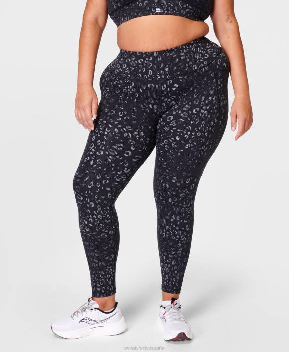 ropa estampado de leopardo reflectante negro T28T664 leggings deportivos 7/8 reflectantes mujer Sweaty Betty