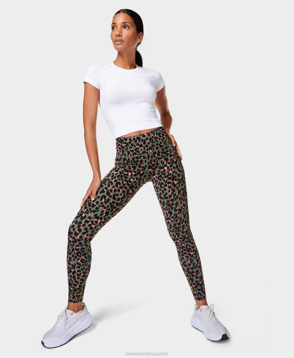 ropa estampado de leopardo verde T28T78 leggings de entrenamiento de potencia mujer Sweaty Betty