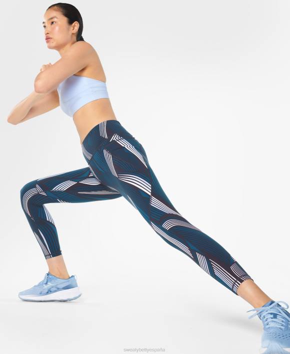 ropa estampado de olas azules T28T37 leggings de entrenamiento power 7/8 mujer Sweaty Betty