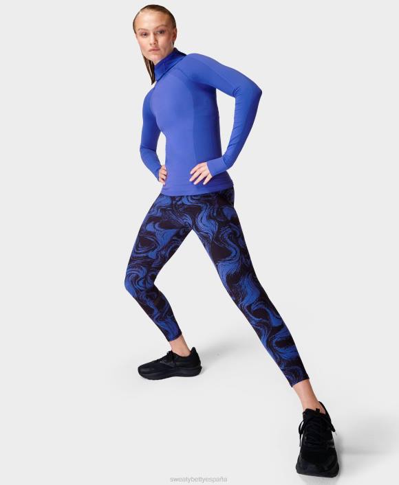 ropa estampado de ondas azules T28T992 leggings para correr 7/8 de talle alto y gravedad cero mujer Sweaty Betty