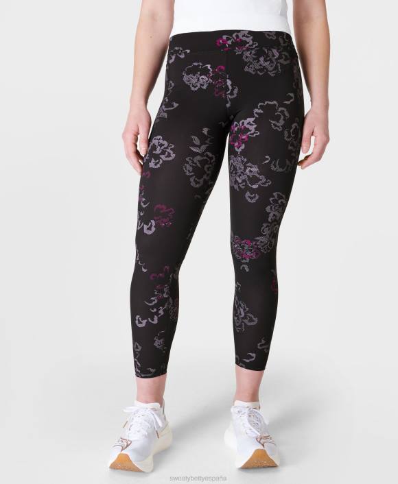 ropa estampado floral técnico negro T28T207 leggings para correr gravedad cero 7/8 mujer Sweaty Betty