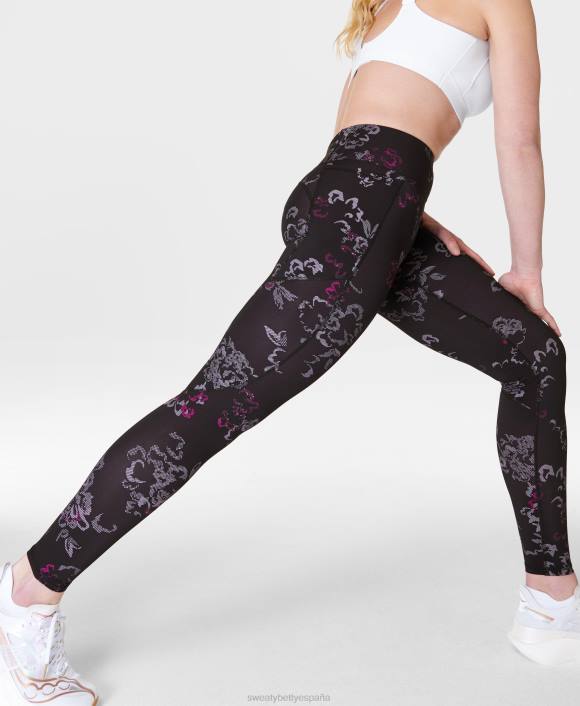 ropa estampado floral técnico negro T28T415 leggings para correr de gravedad cero mujer Sweaty Betty