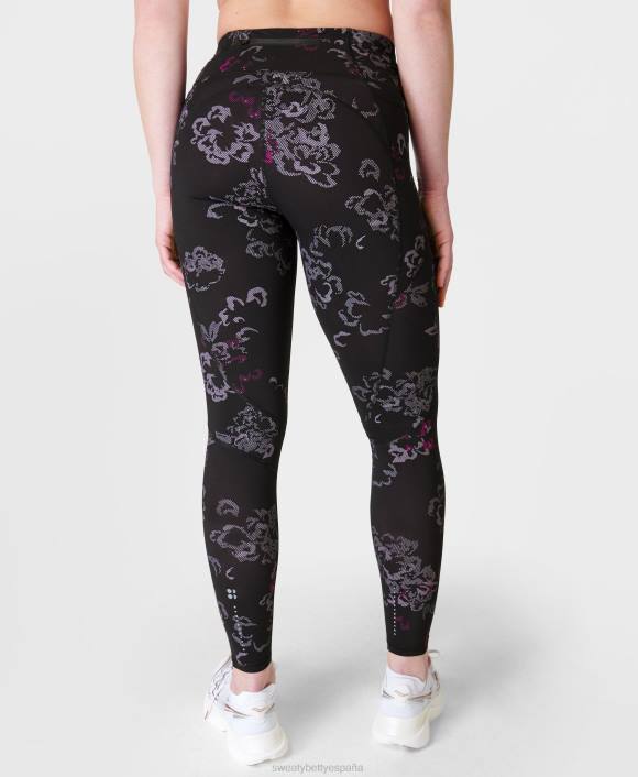 ropa estampado floral técnico negro T28T415 leggings para correr de gravedad cero mujer Sweaty Betty