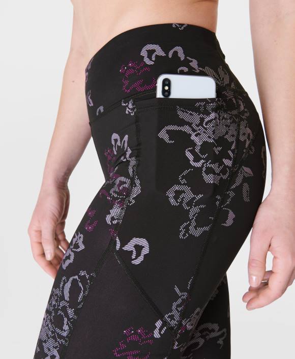 ropa estampado floral técnico negro T28T415 leggings para correr de gravedad cero mujer Sweaty Betty