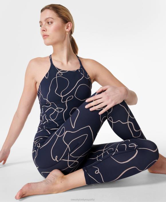 ropa impresión de flujo de línea azul T28T122 leggings de yoga 7/8 súper suaves mujer Sweaty Betty