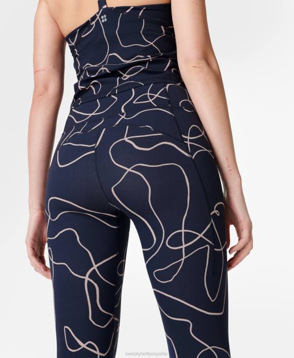 ropa impresión de flujo de línea azul T28T122 leggings de yoga 7/8 súper suaves mujer Sweaty Betty