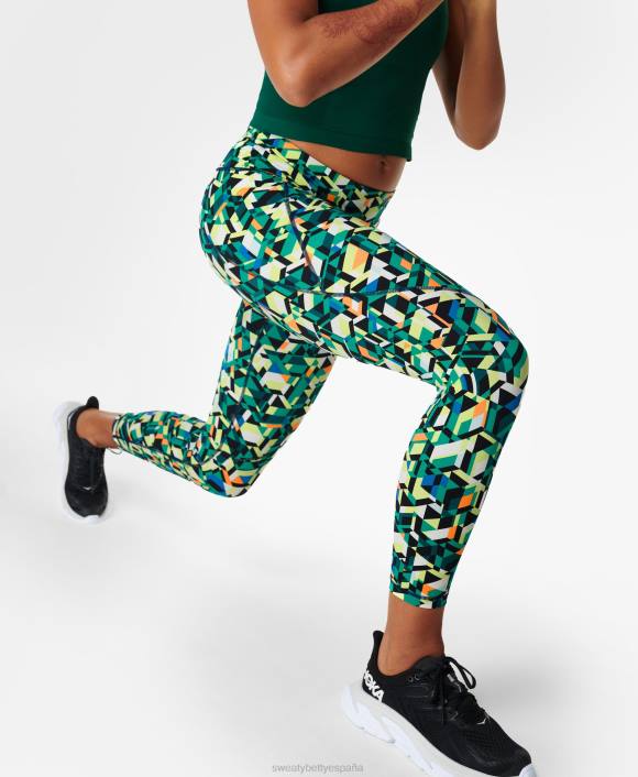 ropa impresión de laberinto geográfico verde T28T32 leggings de entrenamiento power 7/8 mujer Sweaty Betty