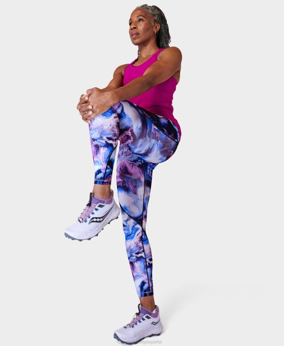 ropa impresión de paisaje virtual azul T28T89 leggings de entrenamiento power pro 7/8 mujer Sweaty Betty