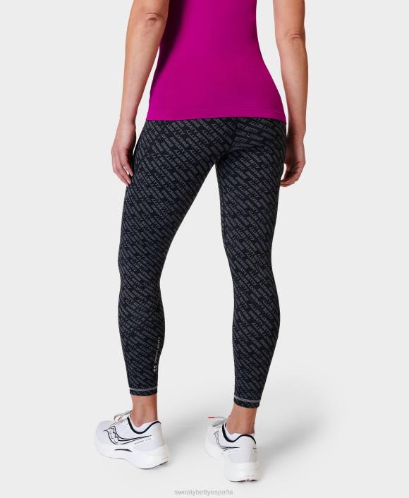 ropa impresión de tipografía con falla gris T28T90 leggings de entrenamiento power pro 7/8 mujer Sweaty Betty