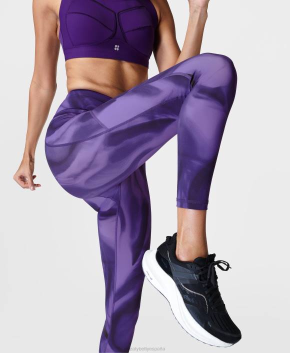 ropa impresión de velocidad de luz púrpura T28T990 leggings para correr 7/8 de talle alto y gravedad cero mujer Sweaty Betty
