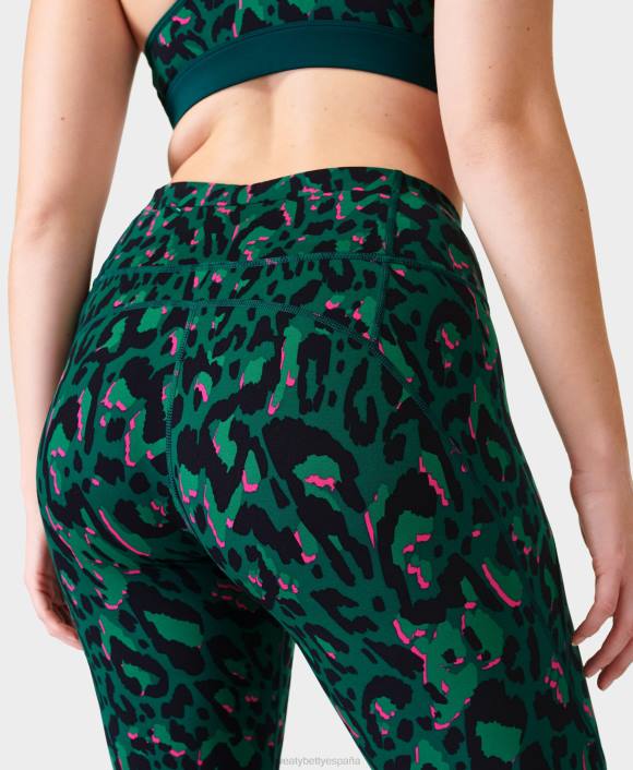 ropa pincelada verde estampado leo T28T26 leggings de entrenamiento power 7/8 mujer Sweaty Betty
