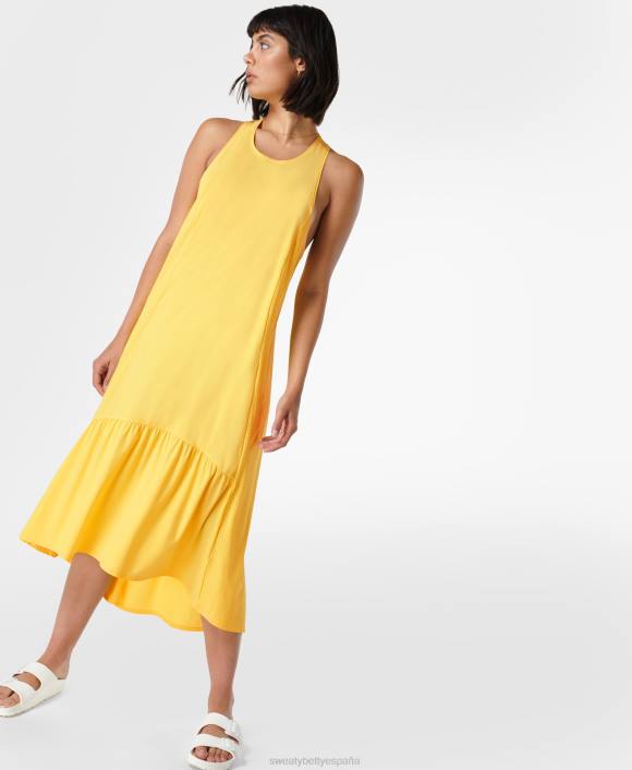 ropa amarillo mantequilla T28T510 vestido midi explorer ace mujer Sweaty Betty