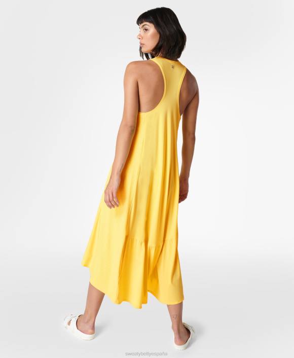 ropa amarillo mantequilla T28T510 vestido midi explorer ace mujer Sweaty Betty