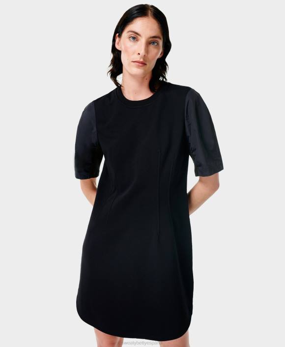 ropa negro T28T1000 vestido de manga muy corta mujer Sweaty Betty