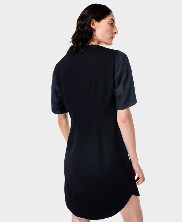 ropa negro T28T1000 vestido de manga muy corta mujer Sweaty Betty
