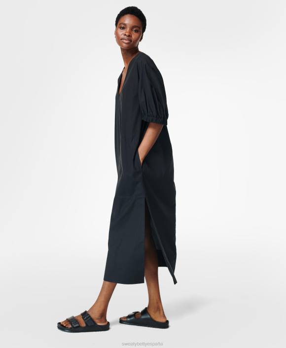 ropa negro T28T863 vestido midi de popelina loren mujer Sweaty Betty