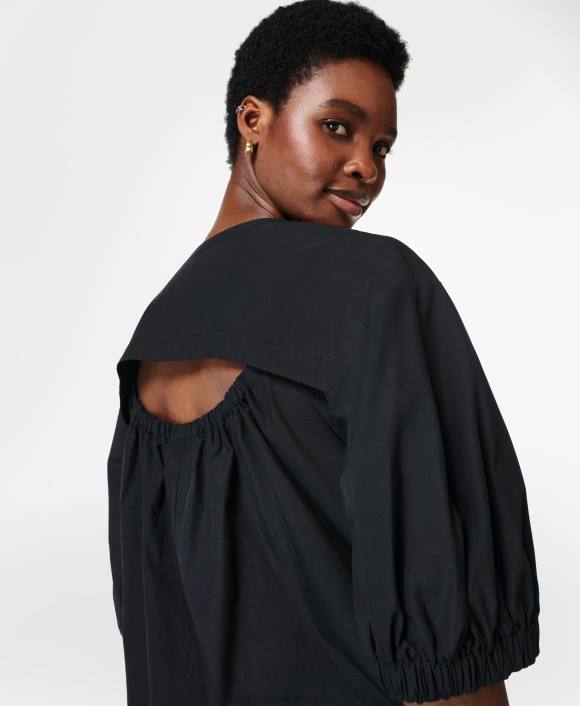 ropa negro T28T863 vestido midi de popelina loren mujer Sweaty Betty