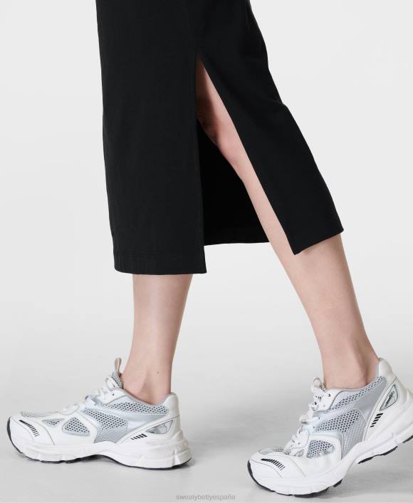 ropa negro T28T872 vestido midi con nudo en la parte delantera mujer Sweaty Betty