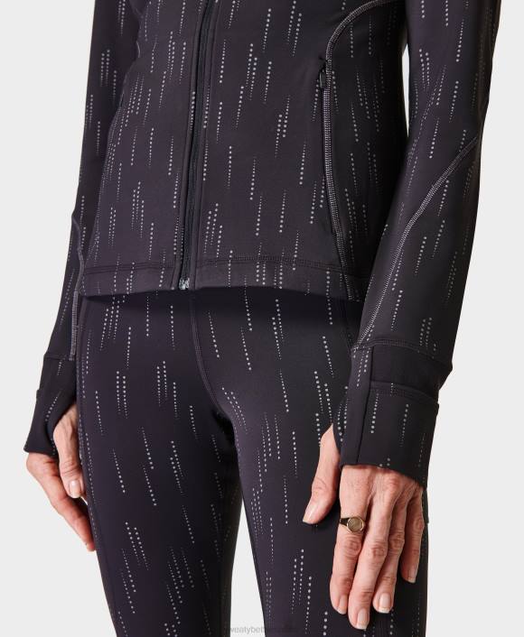 ropa estampado reflectante de puntos sb grises T28T307 therma boost corriendo con cremallera mujer Sweaty Betty