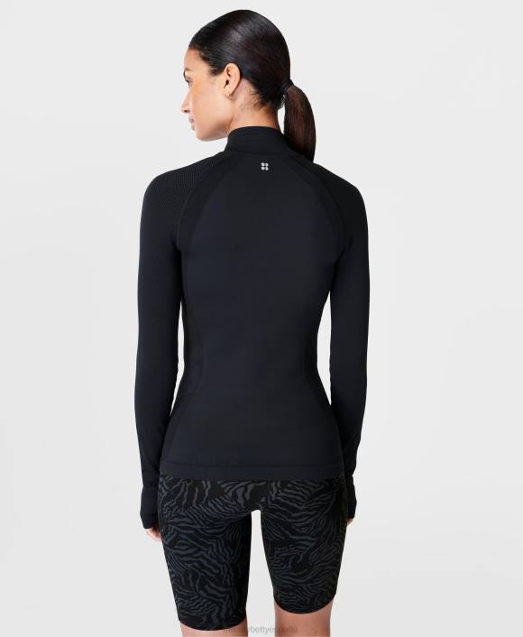 ropa negro T28T537 atleta doble peso entrenamiento sin costuras con cremallera mujer Sweaty Betty