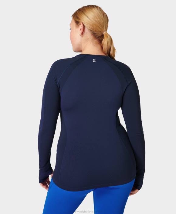 ropa Azul marino T28T168 top de manga larga de entrenamiento sin costuras para atleta mujer Sweaty Betty