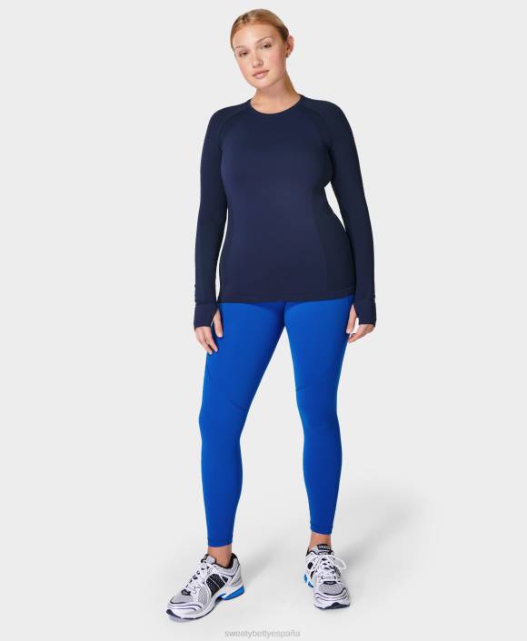 ropa Azul marino T28T168 top de manga larga de entrenamiento sin costuras para atleta mujer Sweaty Betty