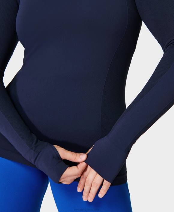 ropa Azul marino T28T168 top de manga larga de entrenamiento sin costuras para atleta mujer Sweaty Betty