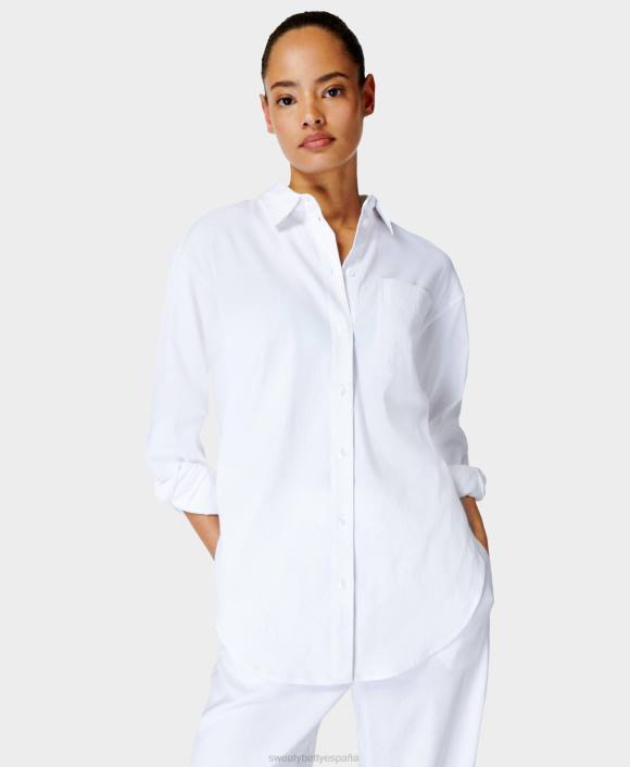 ropa blanco T28T1028 camisa holgada de lino elástico de verano mujer Sweaty Betty