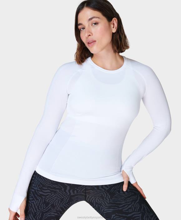 ropa blanco T28T167 top de manga larga de entrenamiento sin costuras para atleta mujer Sweaty Betty