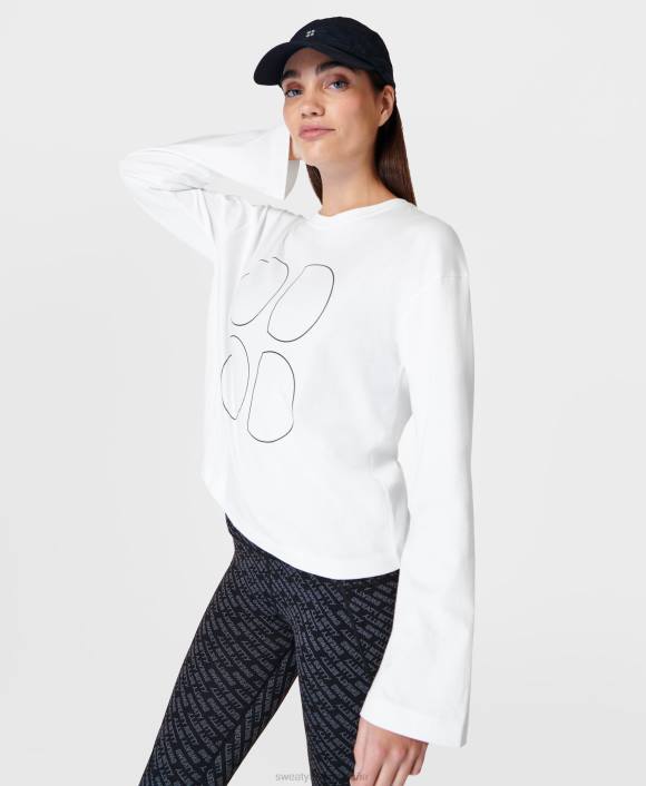 ropa blanco T28T277 camiseta gráfica de manga larga mujer Sweaty Betty