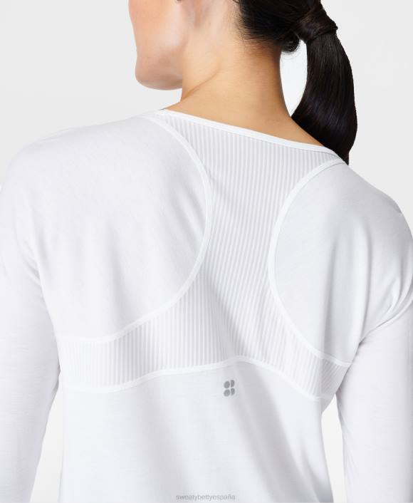 ropa blanco T28T96 camiseta de manga larga para correr respira fácil mujer Sweaty Betty